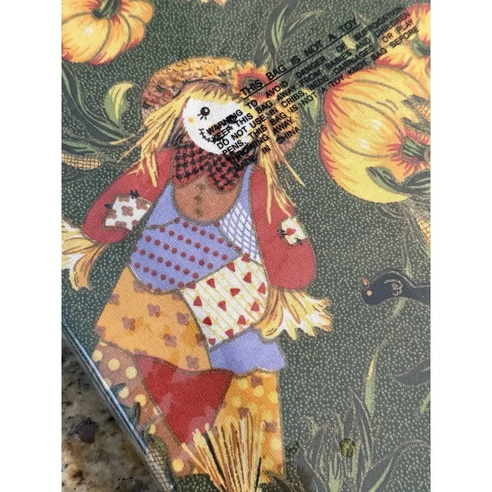 Miles Kimball FABRIC Harvest Tablecloth 66x84” Scarecrows Pumpkins Brand New